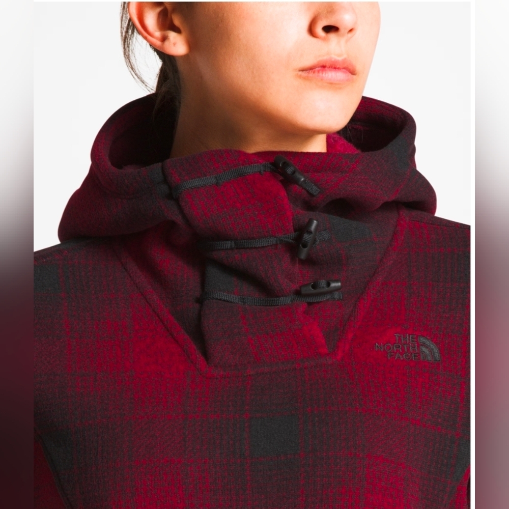 The NorthFace Crescent Red and Black Plaid Hoodie With Toggle Buttons. Size S - Picture 11 of 11
